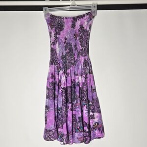 Purple Strapless Mini Dress